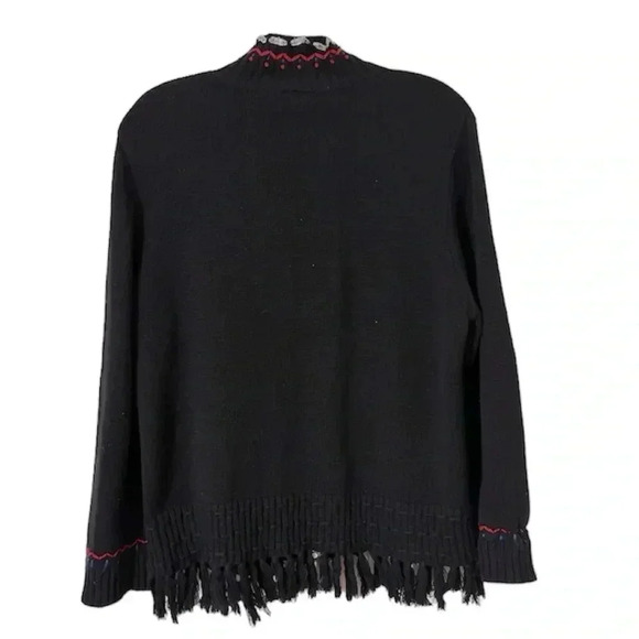 Napa Valley size large chic black fringed cardigan - Picture 2 of 3